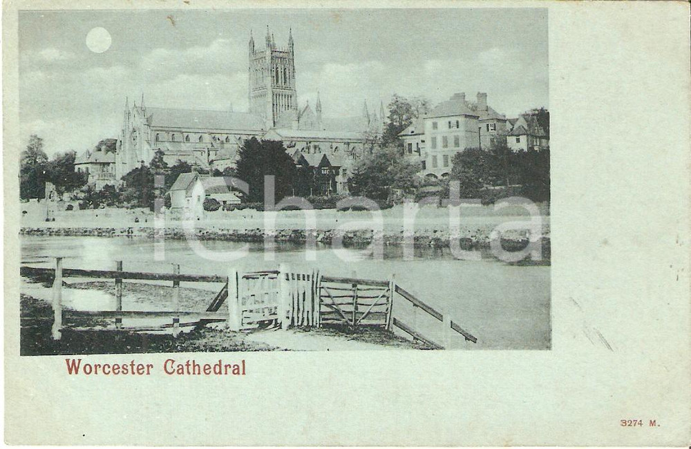 Cartolina originale da collezione 1905 ca WORCESTER UK Panorama con la Cattedrale Cartolina FP NV 1