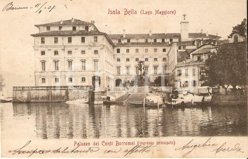 Cartolina originale da collezione 1907 ISOLA BELLA  LAGO MAGGIORE Palazzo dei Conti Borromei Cartolina FP VG 1