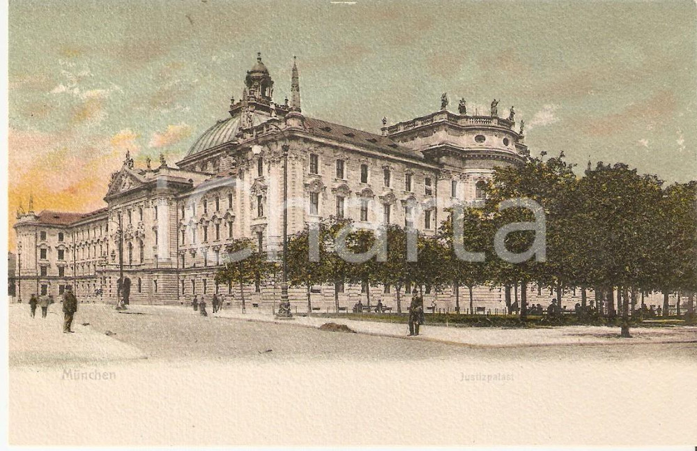 Cartolina originale da collezione 1900 ca MUNCHEN GERMANIA Panorama con Justizpalast Cartolina FP NV 1