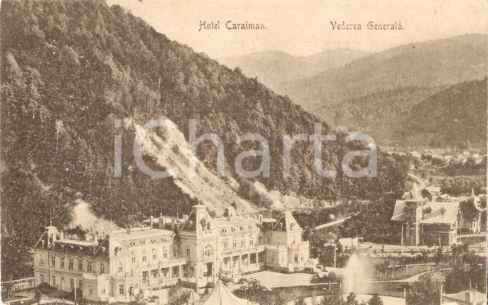 Cartolina originale da collezione 1900 ca SINAIA ROMANIA Panorama Hotel CARAIMAN Cartolina FP VG 1
