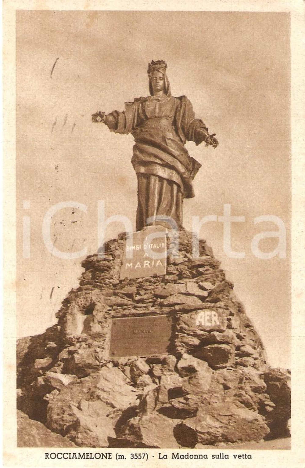 Cartolina originale da collezione 1939 ROCCIAMELONE TO La Madonna sulla vetta ALPI GRAIE Cartolina FP VG 1