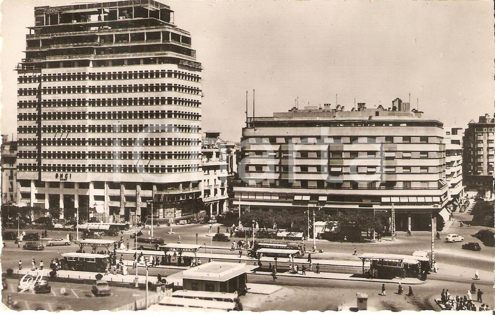 Cartolina originale da collezione 1960 ca CASABLANCA MOROCCO Traffico in Place de France Cartolina FP NV 1
