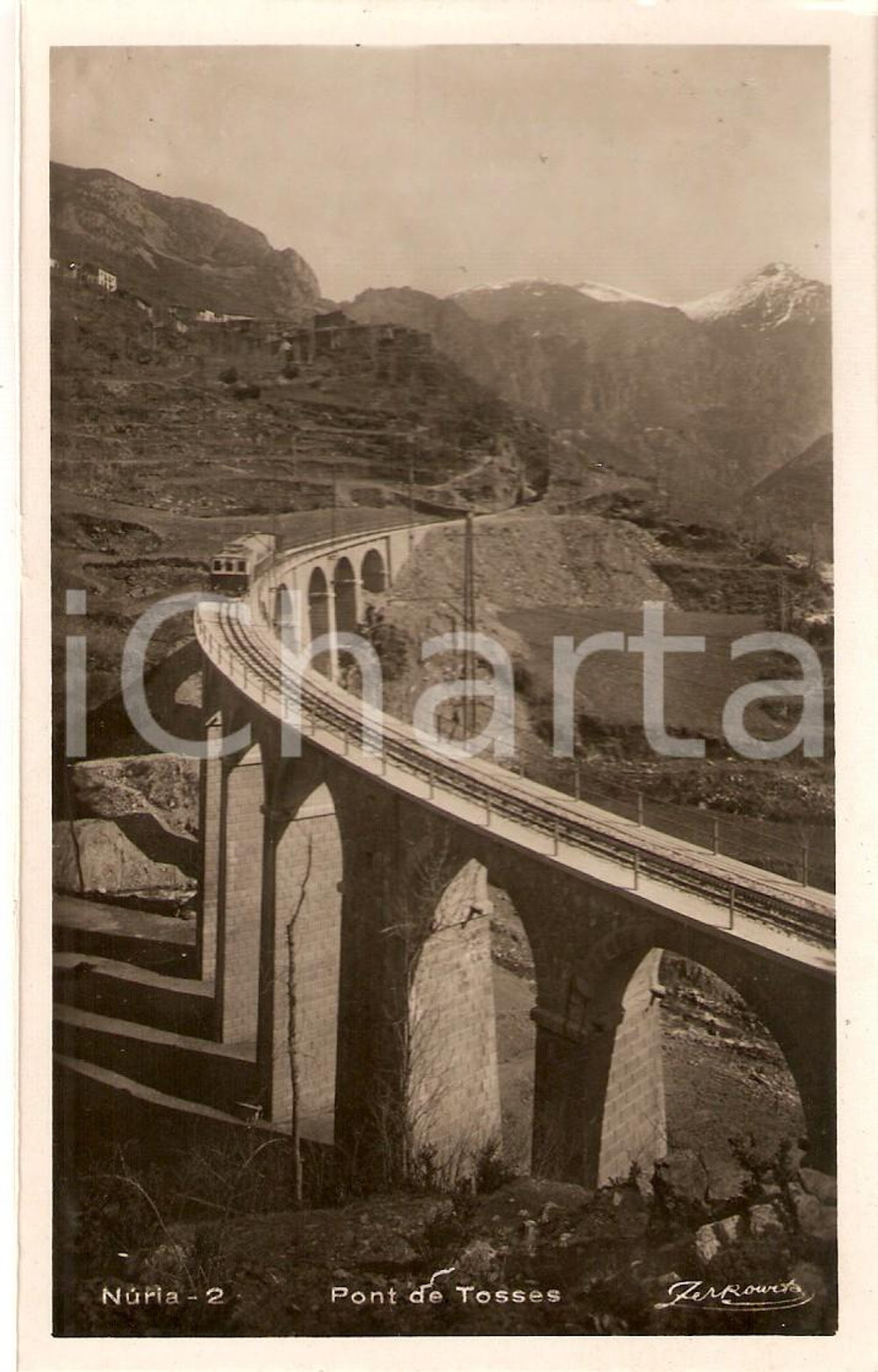 Cartolina originale da collezione 1950 ca NURIA ESPANA Treno su PONT DE TOSSES  Cartolina FP NV 1