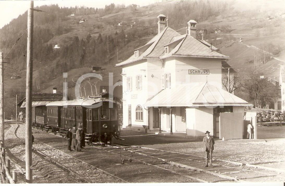 Cartolina originale da collezione 1970 ca SCHRUNS  MONTAFON AUSTRIA Treno in stazione Cartolina SLEZAK FP NV 1