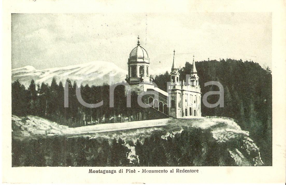 Cartolina originale da collezione 1935 ca MONTAGNAGA DI PINE  TN Monumento al Redentore Cartolina FP NV 1