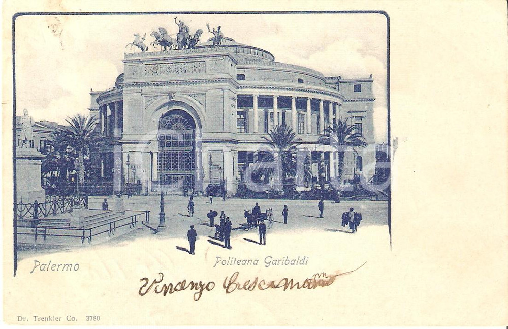 Cartolina originale da collezione 1900 PALERMO Panorama del teatro POLITEAMA GARIBALDI Cartolina FP VG 1