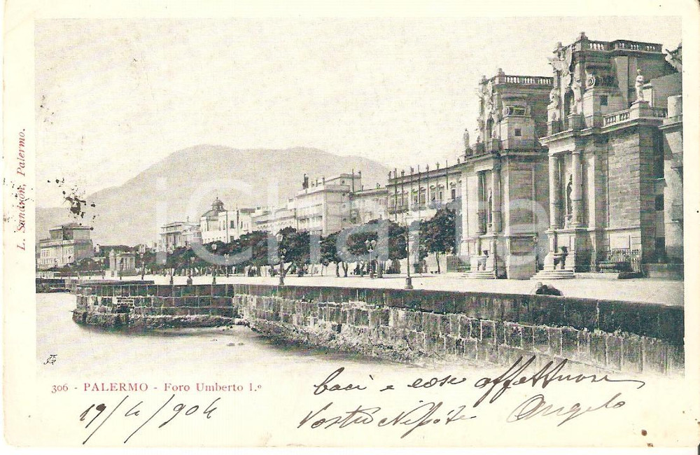 Cartolina originale da collezione 1904 PALERMO Foto Umberto I Panorama Cartolina FP VG 1