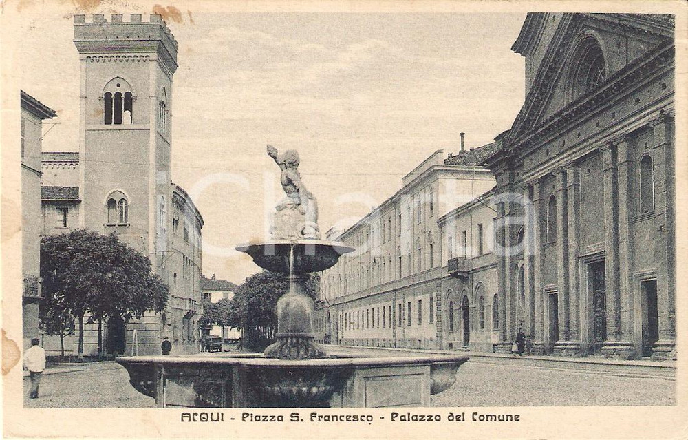 Cartolina originale da collezione 1933 ACQUI TERME AL Palazzo del Comune e piazza San Francesco Cartolina FP VG 1