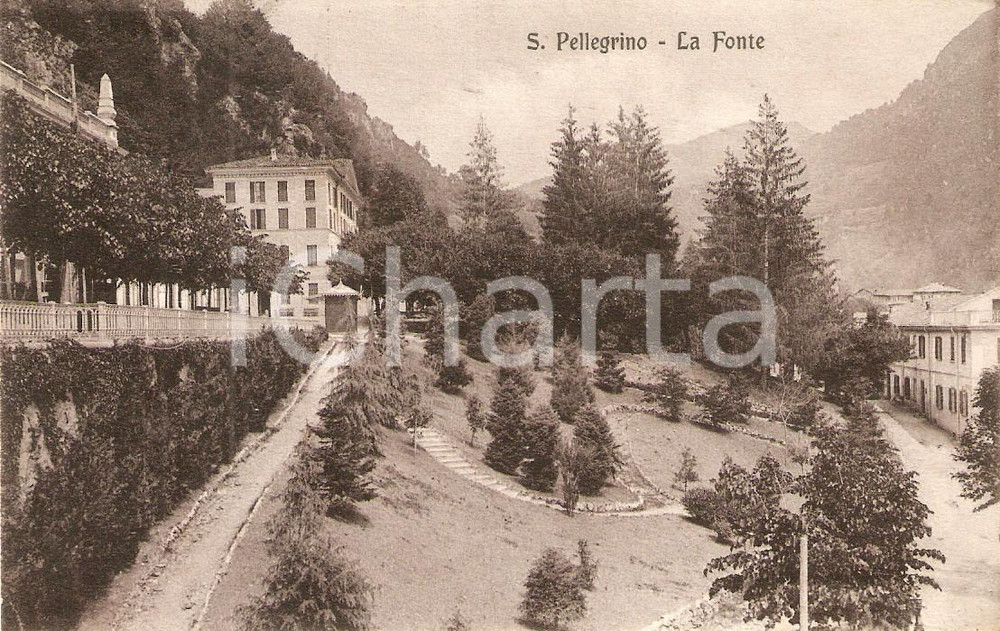 Cartolina originale da collezione 1935 ca SAN PELLEGRINO TERME BG Panorama con la Fonte Cartolina FP VG 1