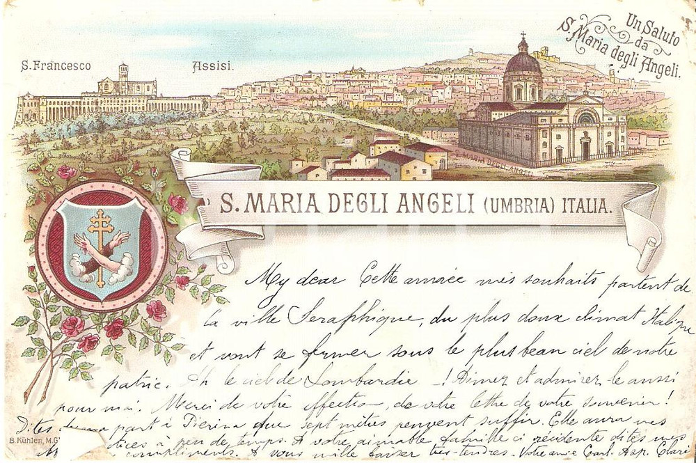 Cartolina originale da collezione 1899 ASSISI PG Santa Maria degli Angeli Cartolina ILLUSTRATA FP VG 1