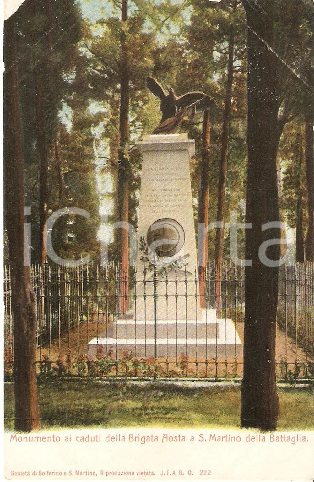 Cartolina originale da collezione 1920 ca SAN MARTINO DELLA BATTAGLIA Monumento caduti Brigata Aosta Cartolina FP 1