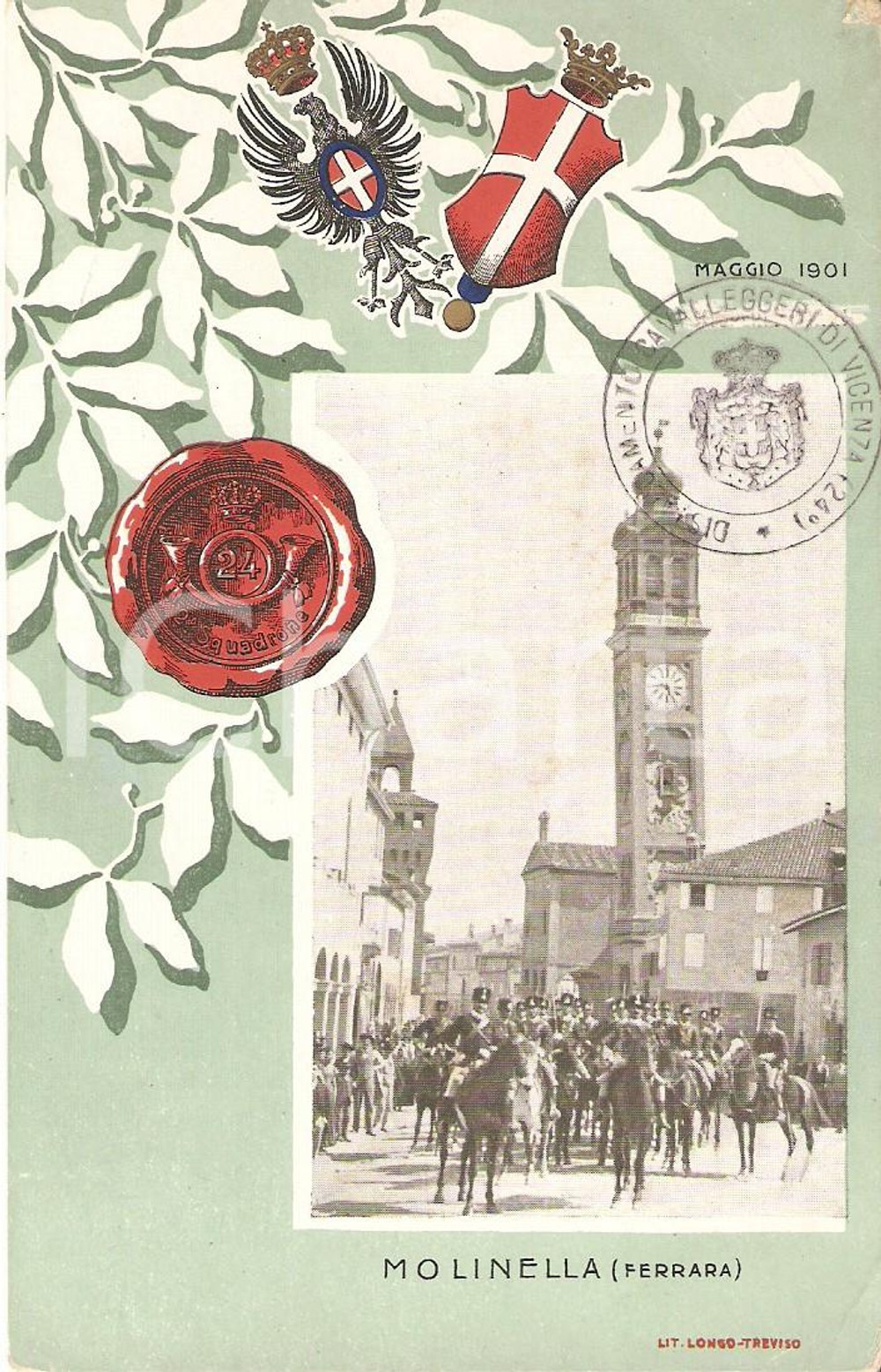1901 MOLINELLA Distaccamento Cavalleggeri VICENZA 24° Reggimento Cartolina FP NV