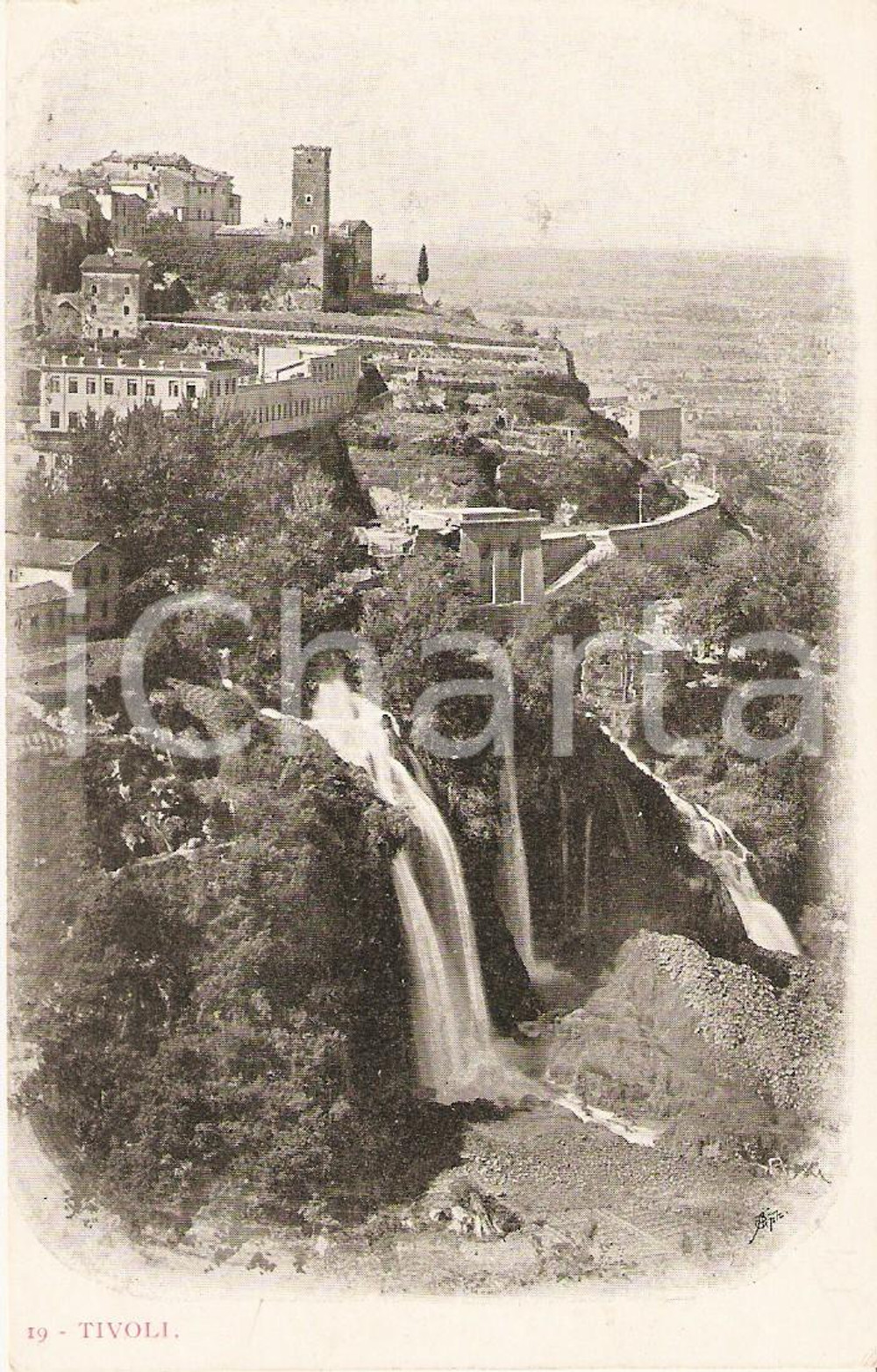 Cartolina originale da collezione 1910 ca TIVOLI RM Veduta generale con cascate Cartolina FP NV 1