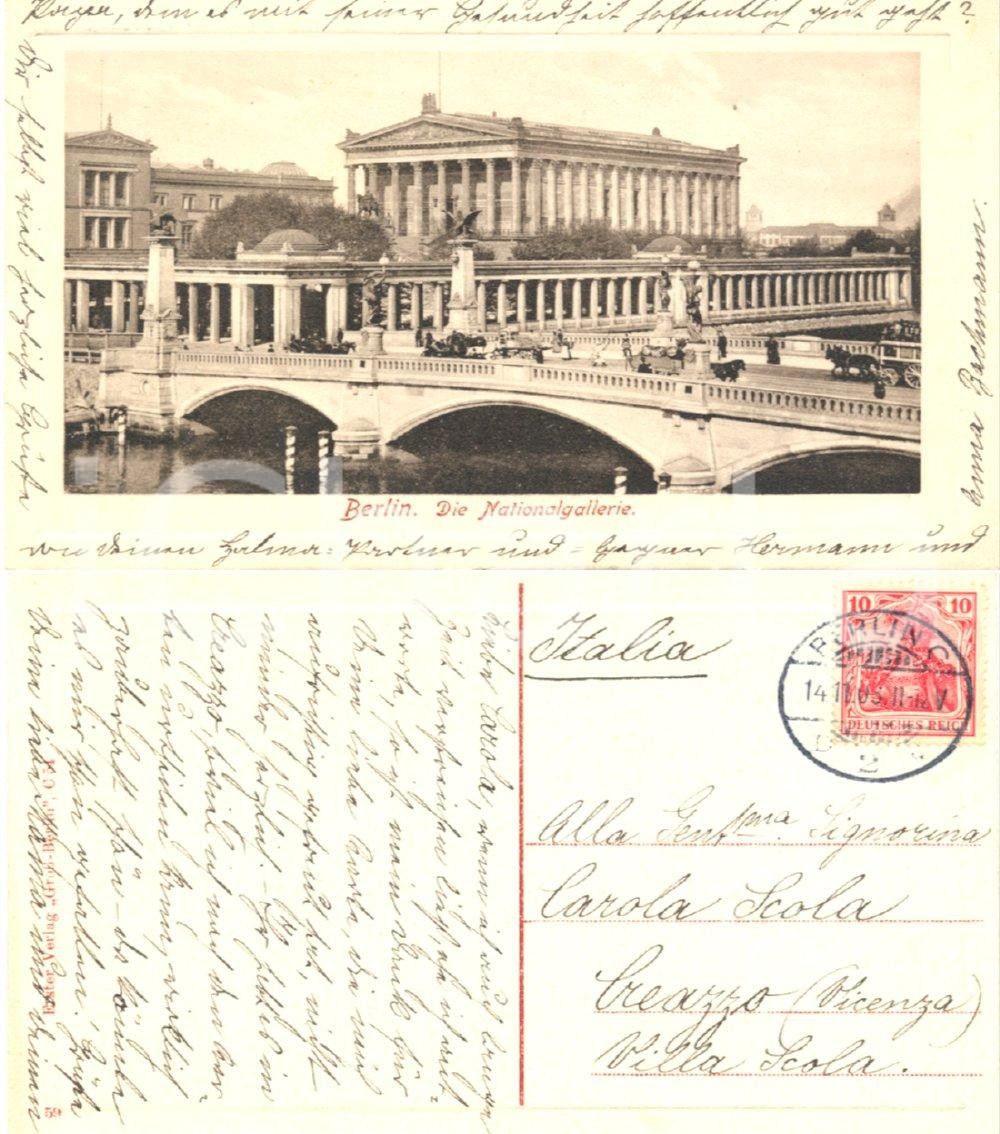 Autografo originale 1903 BERLIN Die Nationalgallerie Baritono Hermann BACHMANN Cartolina FP VG 1