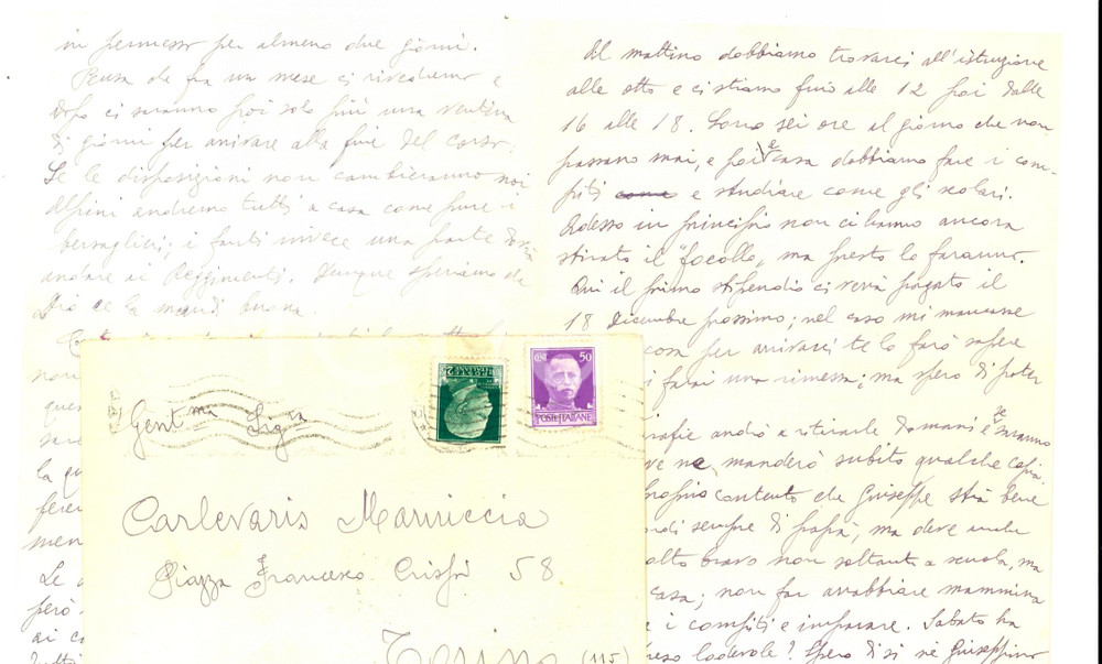 Manoscritto, lettera originale 1941 WW2 CIVITAVECCHIA Alpino Edmondo CARLEVARIS studia come gli scolari 1