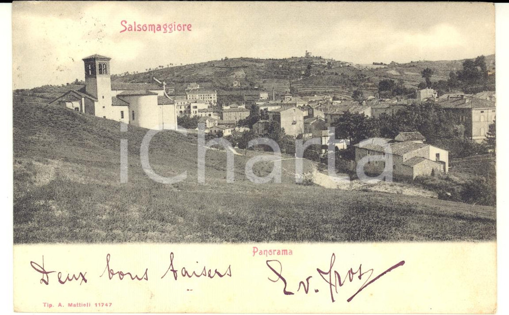 Cartolina originale da collezione 1904 SALSOMAGGIORE TERME PR Panorama Cartolina a Emma VERTU FP VG 1