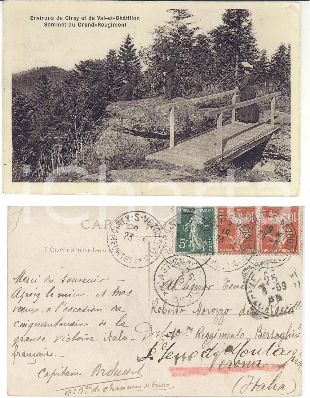 Autografo originale 1909 CIREY F GrandRougimont Cartolina a Roberto MOROZZO DELLA ROCCA 1