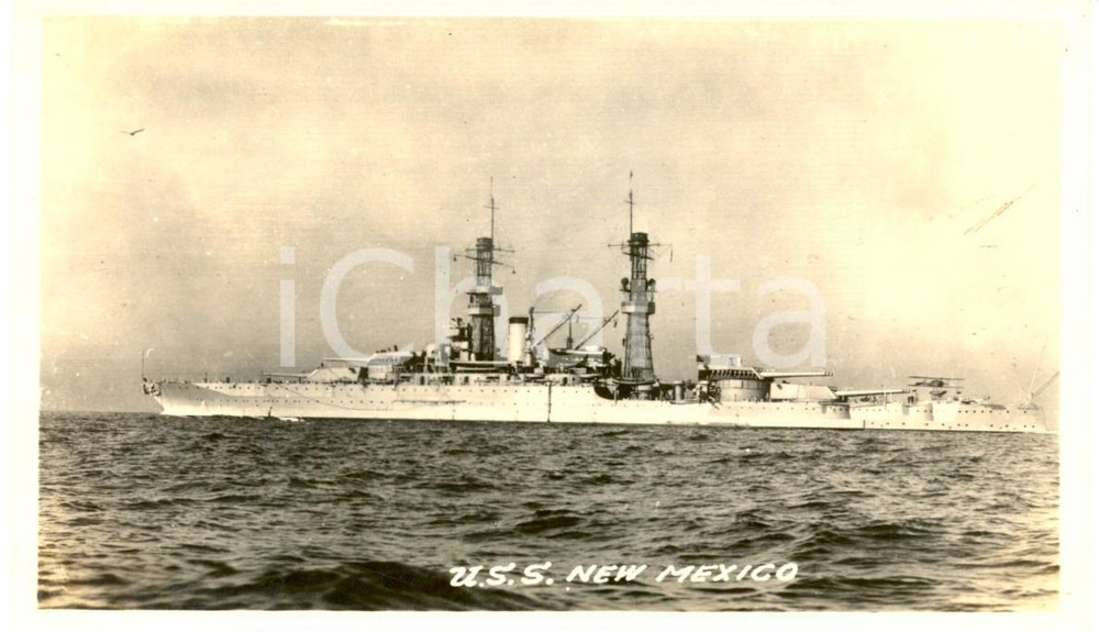 Fotografia d epoca originale 1930 ca U.S. NAVY Battleship NEW MEXICO Corazzata Fotografia seriale 1