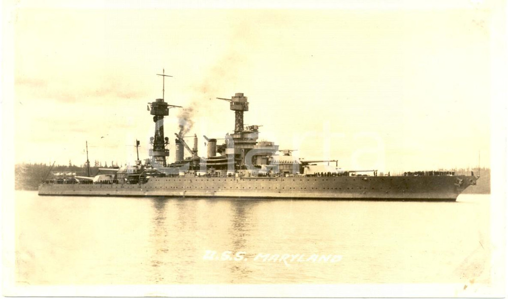 Fotografia d epoca originale 1930 ca U.S. NAVY Battleship MARYLAND Corazzata Fotografia seriale 1