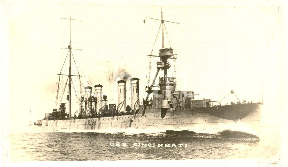 Fotografia d epoca originale 1930 ca U.S. NAVY Light cruise CINCINNATI Incrociatore Fotografia seriale 1