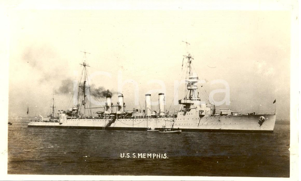 Fotografia d epoca originale 1930 ca U.S. NAVY Light cruise MEMPHIS Incrociatore Fotografia seriale 1