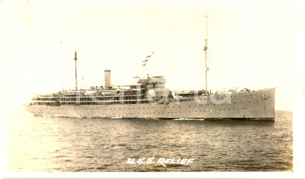 Fotografia d epoca originale 1930 ca U.S. NAVY Hospital ship RELIEF Nave ospedale Fotografia seriale 1