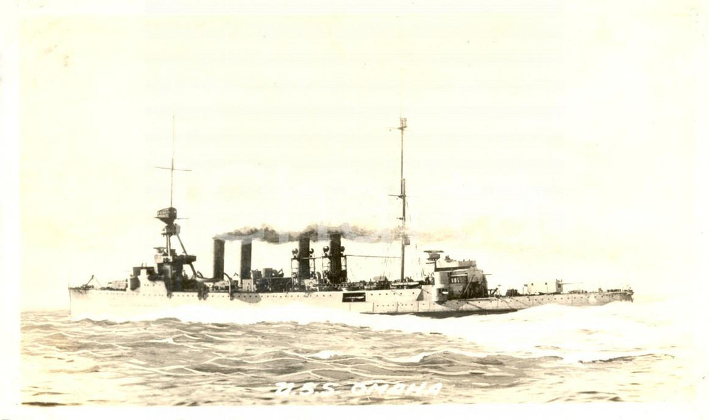 Fotografia d epoca originale 1930 ca U.S. NAVY Light cruise OMAHA Incrociatore Fotografia seriale 1