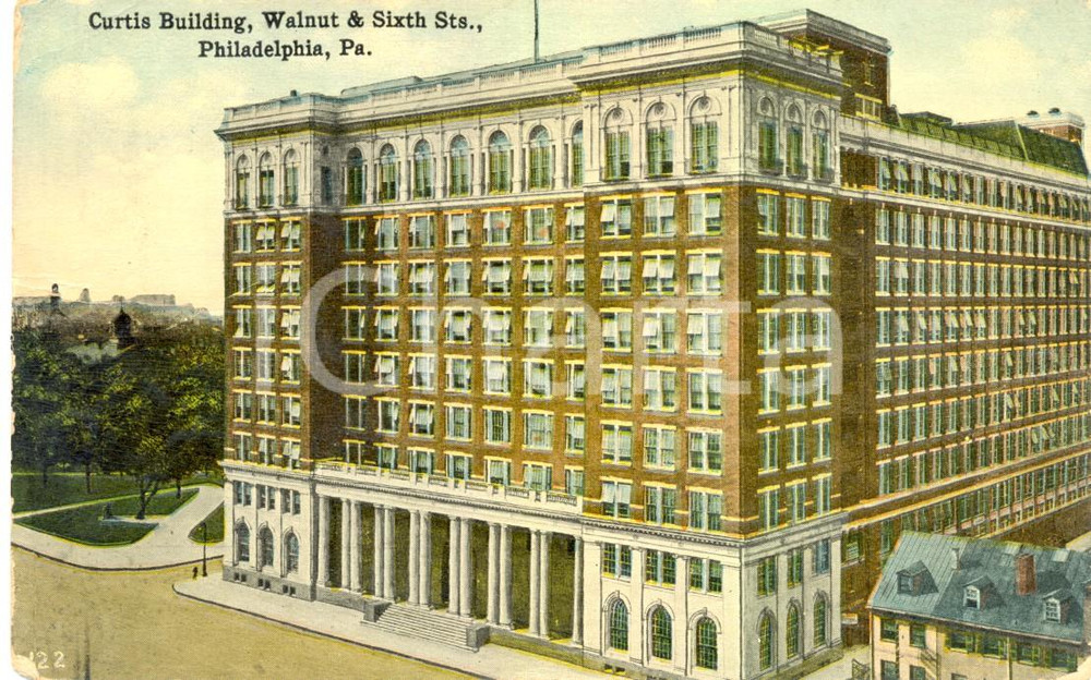 Cartolina originale da collezione 1919 PHILADELPHIA USA CURTIS BUILDING tra WALNUT e SIXTH street  FP VG 1