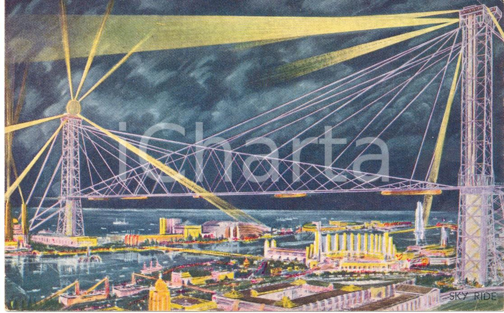 Cartolina originale da collezione 1933 CHICAGO USA SKY RIDE International Exposition FP NV Century of Progress 1