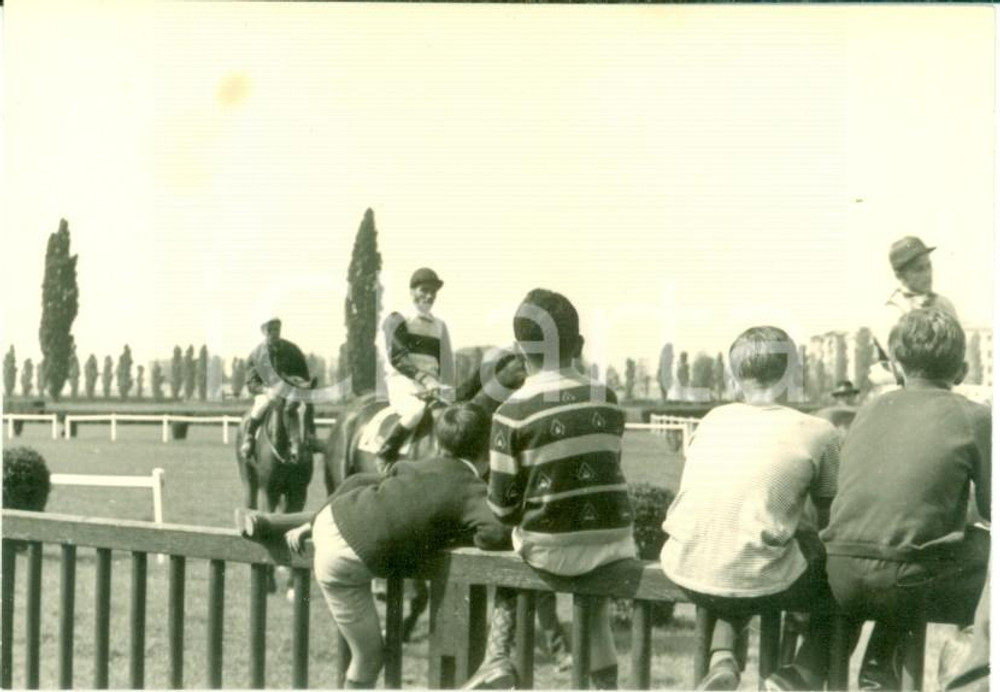 Fotografia d epoca originale 1963 MILANO Ippodromo trotto Fantino GABBRIELLI con cavallo GORKI Foto cm 10 x 7 1