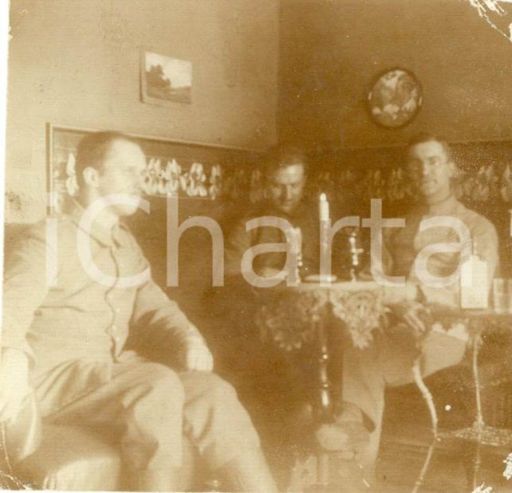 Fotografia d epoca originale 1916 JELGAVA / MITAU LATVIA WWI Ufficiali ROSSMANN e SCHOLZ Quartier Generale 1