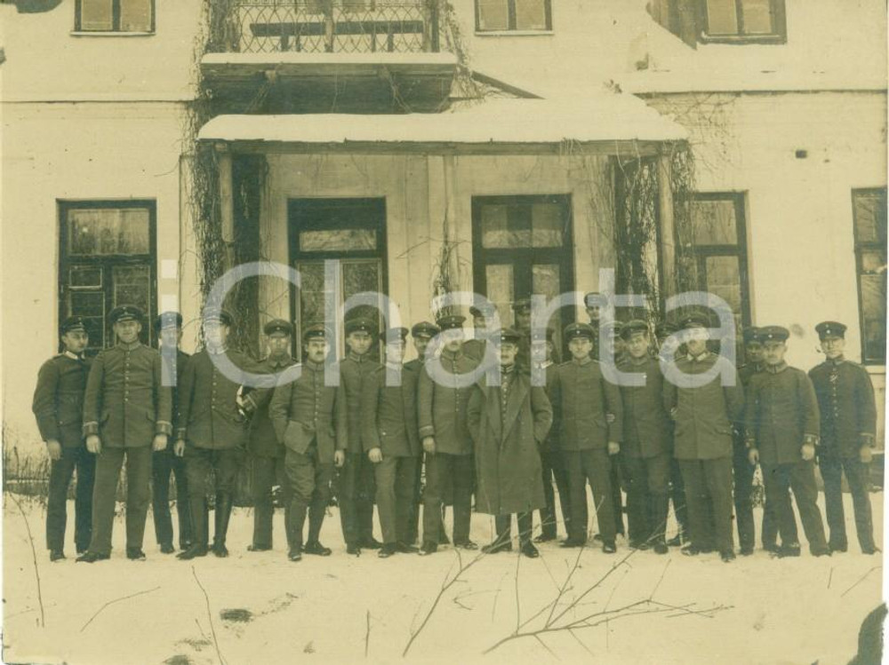 Fotografia d epoca originale 1917 BERLIN DE WWI Gruppo ufficiali tedeschi sulla neve a NATALE Fotografia 1
