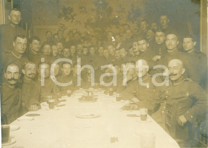Fotografia d epoca originale 1918 ROUBAIX F WWI Cenone di NATALE con ufficiali tedeschi Fotografia 1