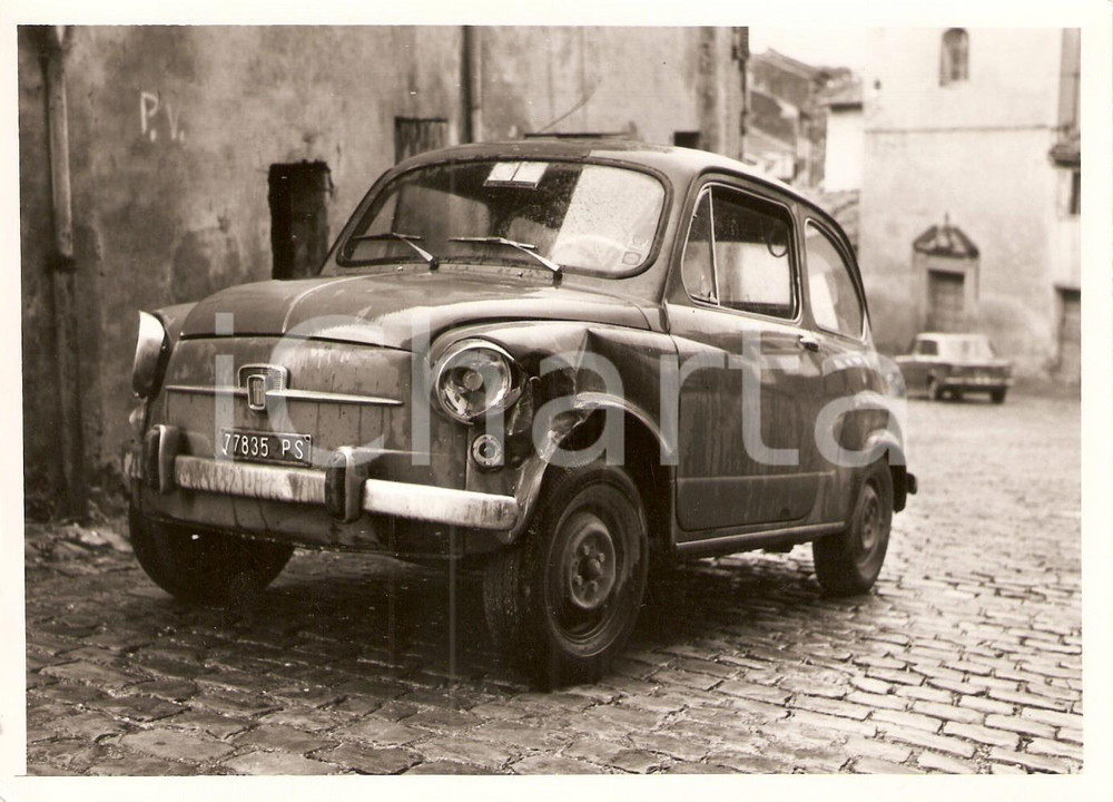 Fotografia d epoca originale 1975 ca AREA PESARESE  FIAT 600 ammaccata Fotografia 1