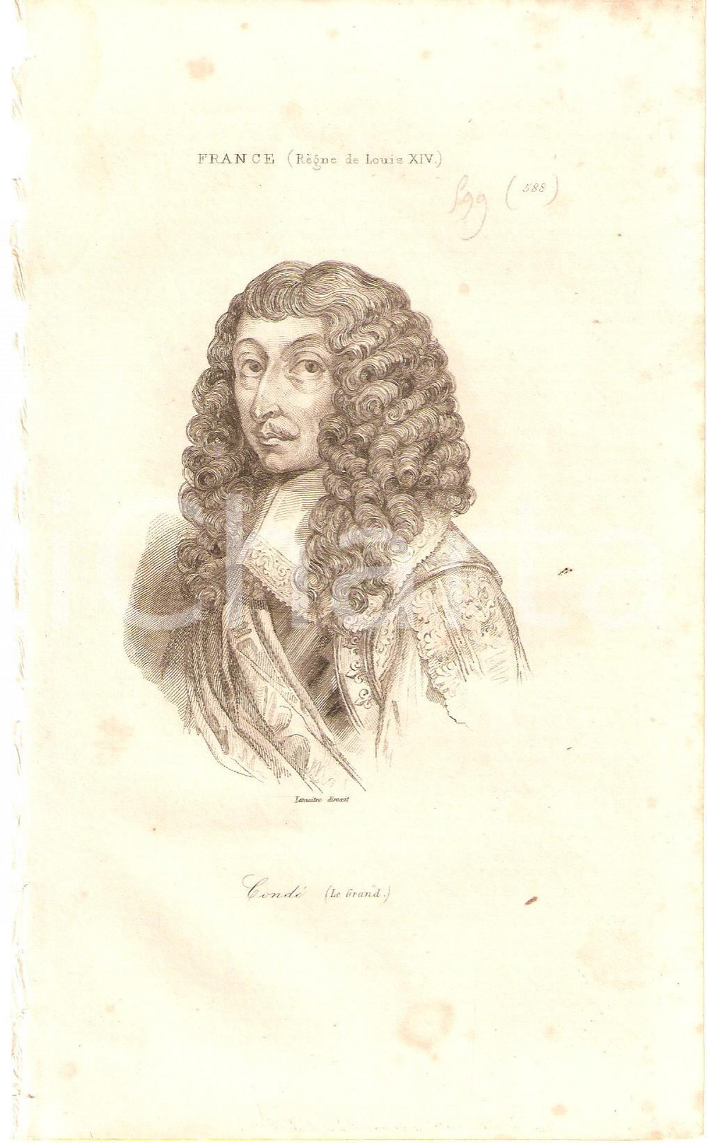 Stampa, bozzetto originale 1840 FRANCE Louis II de Bourbon GRAND CONDE   L Univers Stampa Inc. LEMAITRE 1