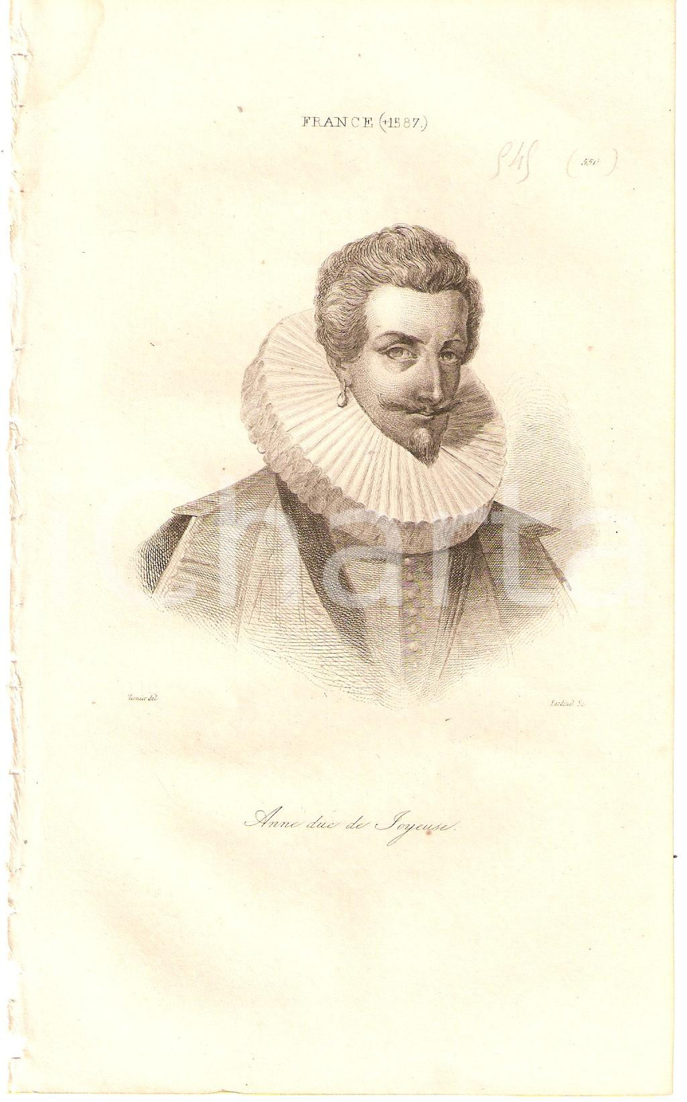 Stampa, bozzetto originale 1840 FRANCEAnne Duc de Joyeuse  L Univers Stampa Inc. LEMAITRE 1