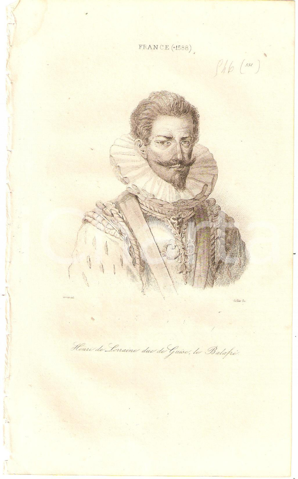 Stampa, bozzetto originale 1840 FRANCE FranÃ§ois I Duc de Guise Portrait  L Univers Stampa Inc. LEMAITRE 1