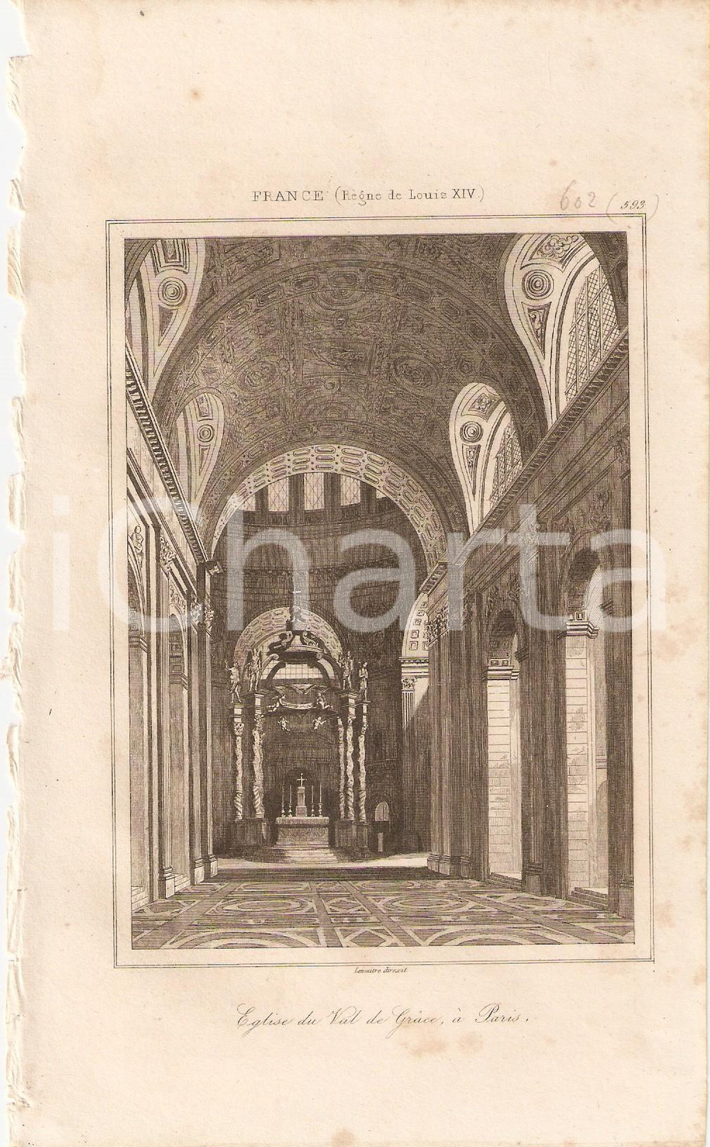 Stampa, bozzetto originale 1840 PARIS Eglise du ValdeGrÃ¢ce  L Univers Stampa Inc. LEMAITRE 1