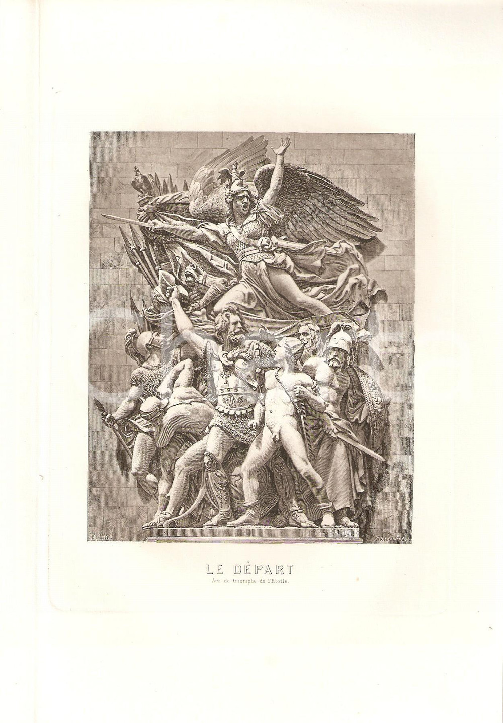 Stampa, bozzetto originale 1879 PARIS Arc de triomphe de l Etoile LE DEPART Stampa HISTOIRE DE FRANCE 1