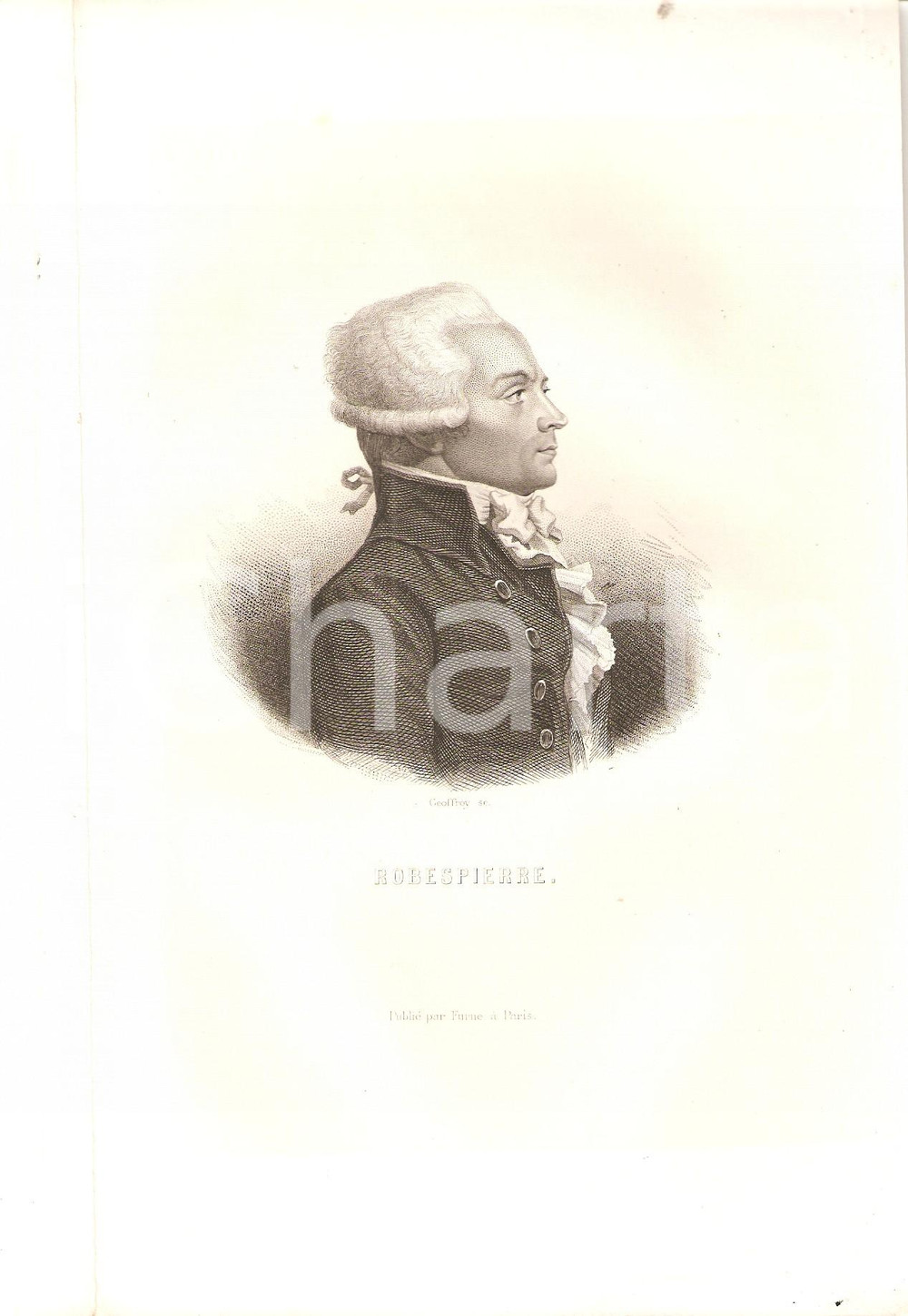 Stampa, bozzetto originale 1879 HISTOIRE DE FRANCE Maximilien de ROBESPIERRE Portrait Stampa Inc. GEOFFROY 1