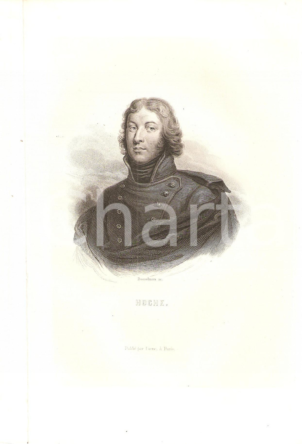 Stampa, bozzetto originale 1879 HISTOIRE DE FRANCE Lazare HOCHE Portrait Stampa BOSSELMAN 1