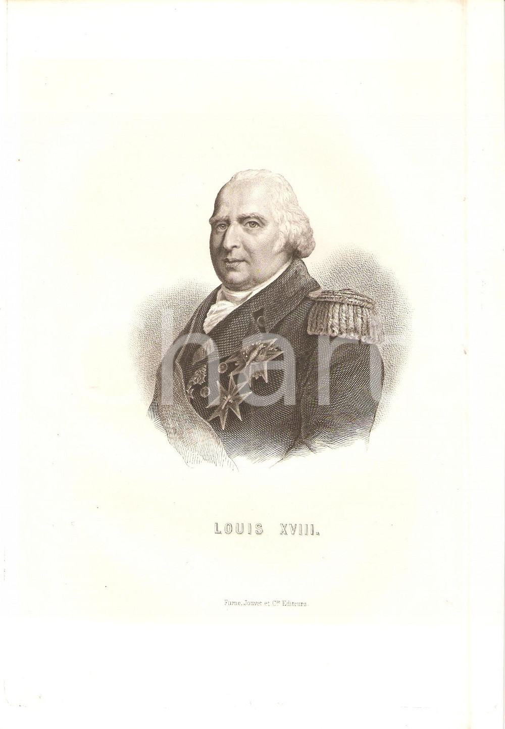 Stampa, bozzetto originale 1879 HISTOIRE DE FRANCE Portrait LOUIS XVIII Stampa 1