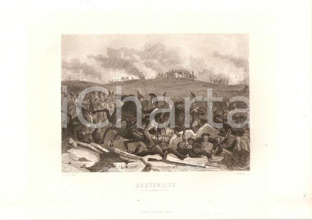 Stampa, bozzetto originale 1879 HISTOIRE DE FRANCE NapolÃ©on Ã  AUSTERLITZ Stampa inc. COLIN 1
