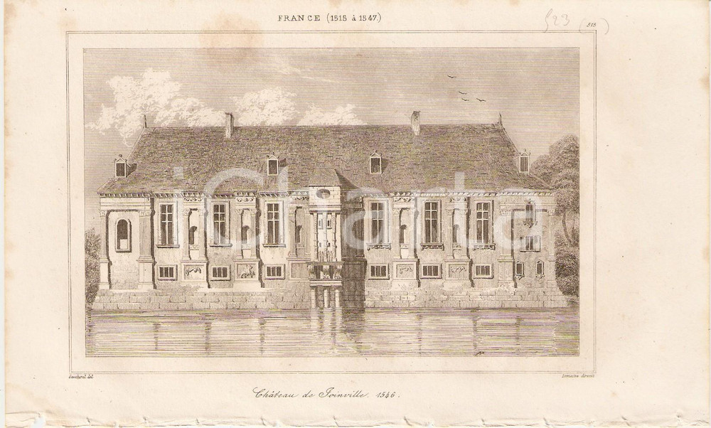 Stampa, bozzetto originale 1840 JOINVILLE FRANCE Chateau  L Univers Stampa Inc. LEMAITRE 1