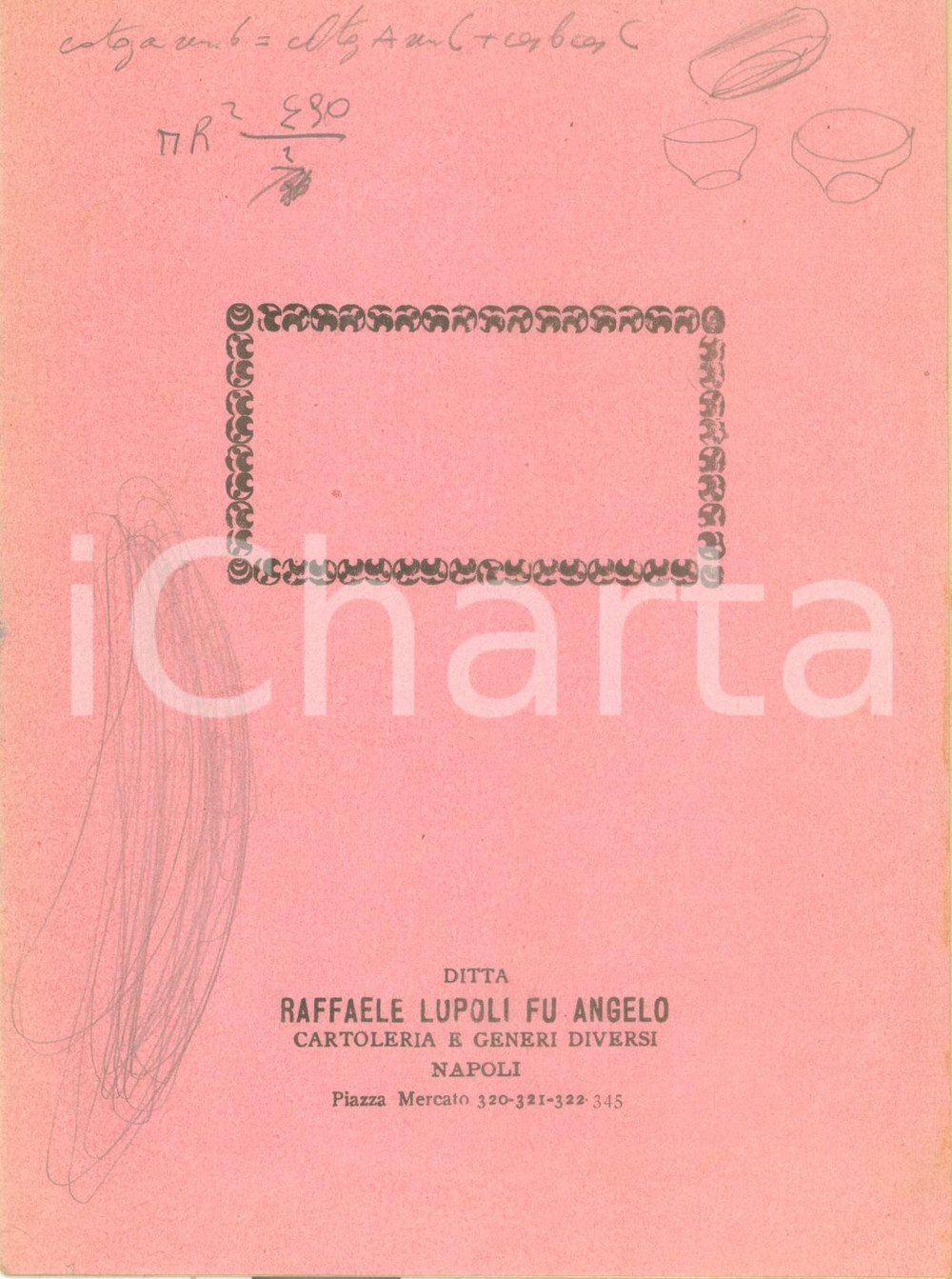 Oggetto da collezione cartaceo 1920 ca NAPOLI Quaderno di matematica Raffaele LUPOLI Cartoleria generi diversi 1