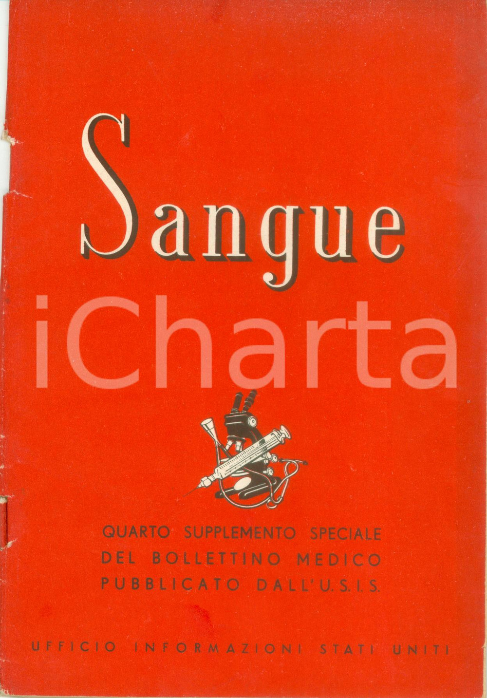 Libro, pubblicazione d epoca 1946 U.S.I.S. Sangue Supplemento medico Ufficio Informazioni STATI UNITI 1