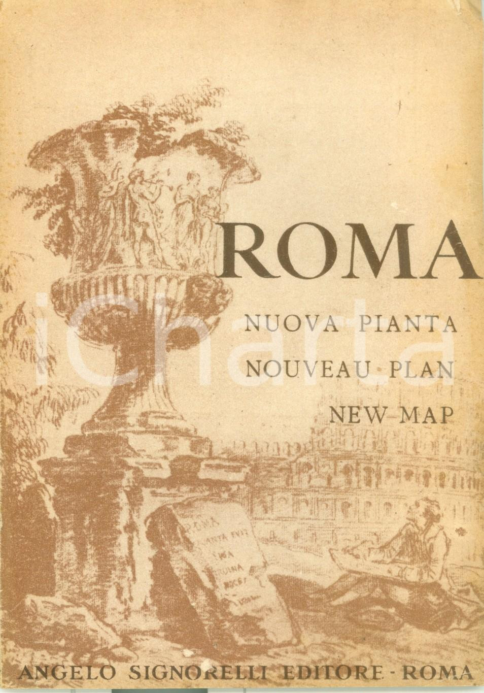 Materiale pubblicitario d’epoca 1950 ROMA Nuova pianta nuovamente disegnata e impressa Guida CON MAPPA 1
