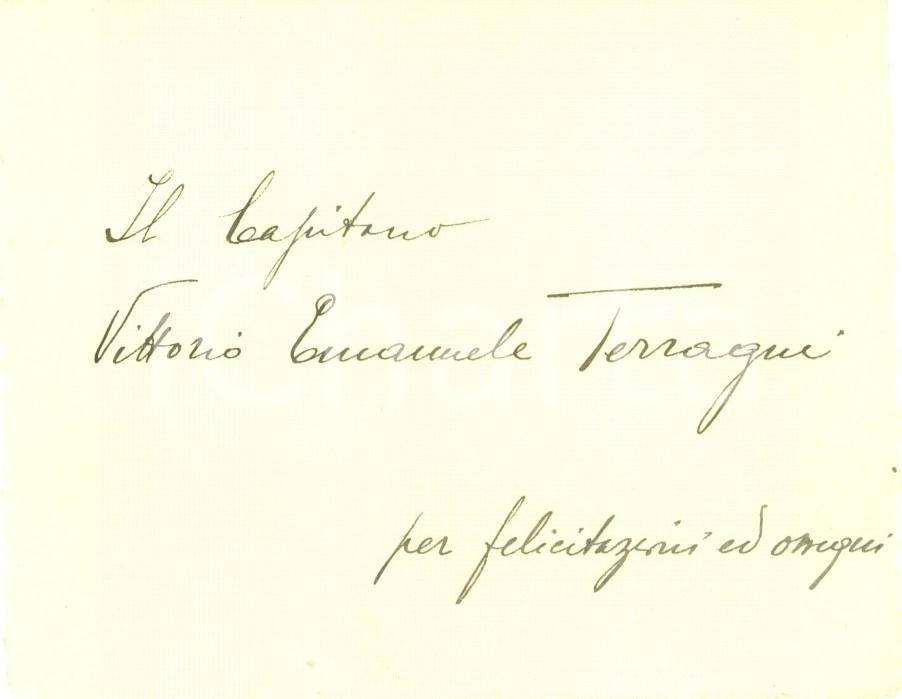 Autografo originale 1935 ca Vittorio Emanuele TERRAGNI Capo Stato Maggiore 6° Fant. CUNEO AUTOGRAFO 1