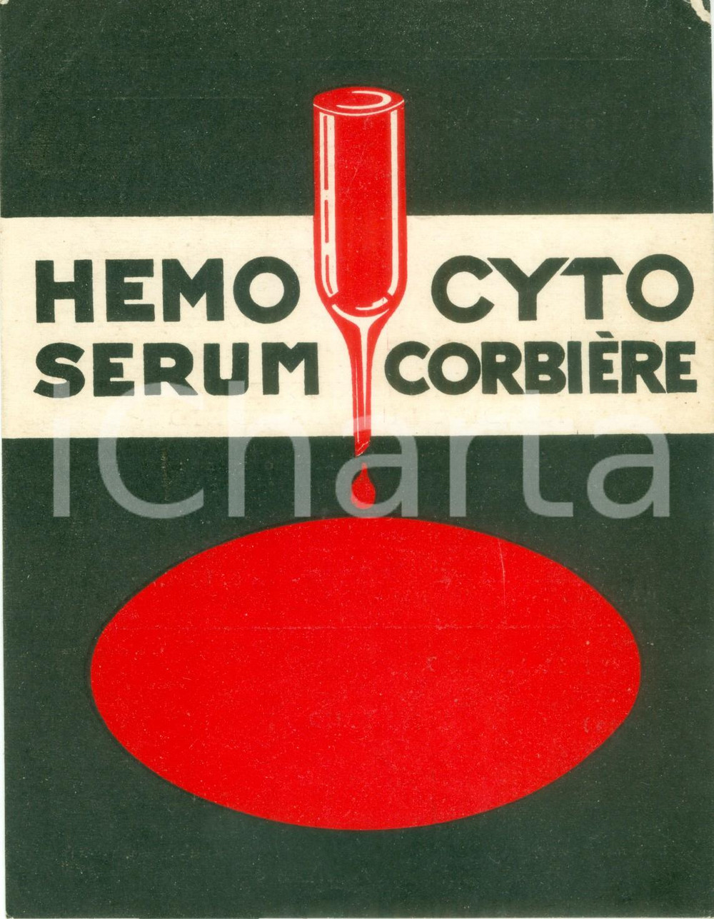 Materiale pubblicitario d’epoca 1931 MILANO Laboratorii SAZ & FILIPPINI Hemocytoserum Cartoncino ILLUSTRATO 1