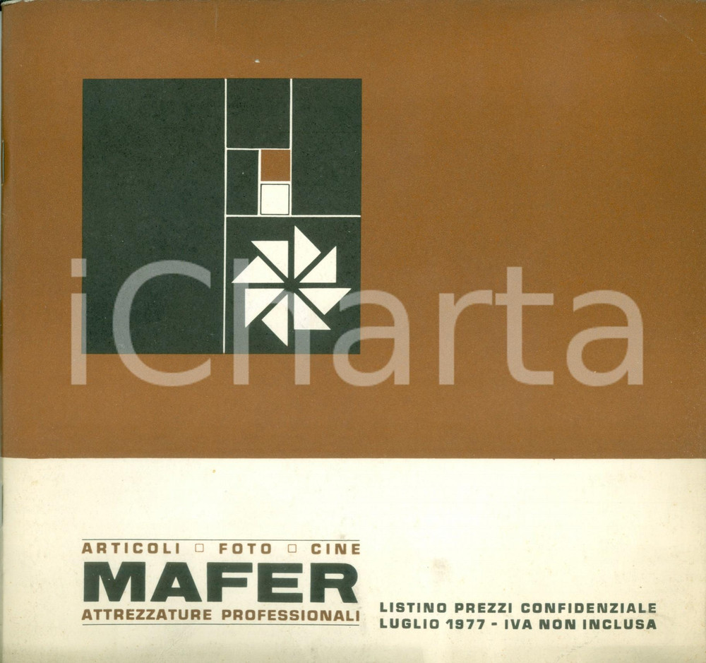 Materiale pubblicitario d’epoca 1977 MILANO Attrezzature professionali MAFER Listino prezzi confidenziale 1